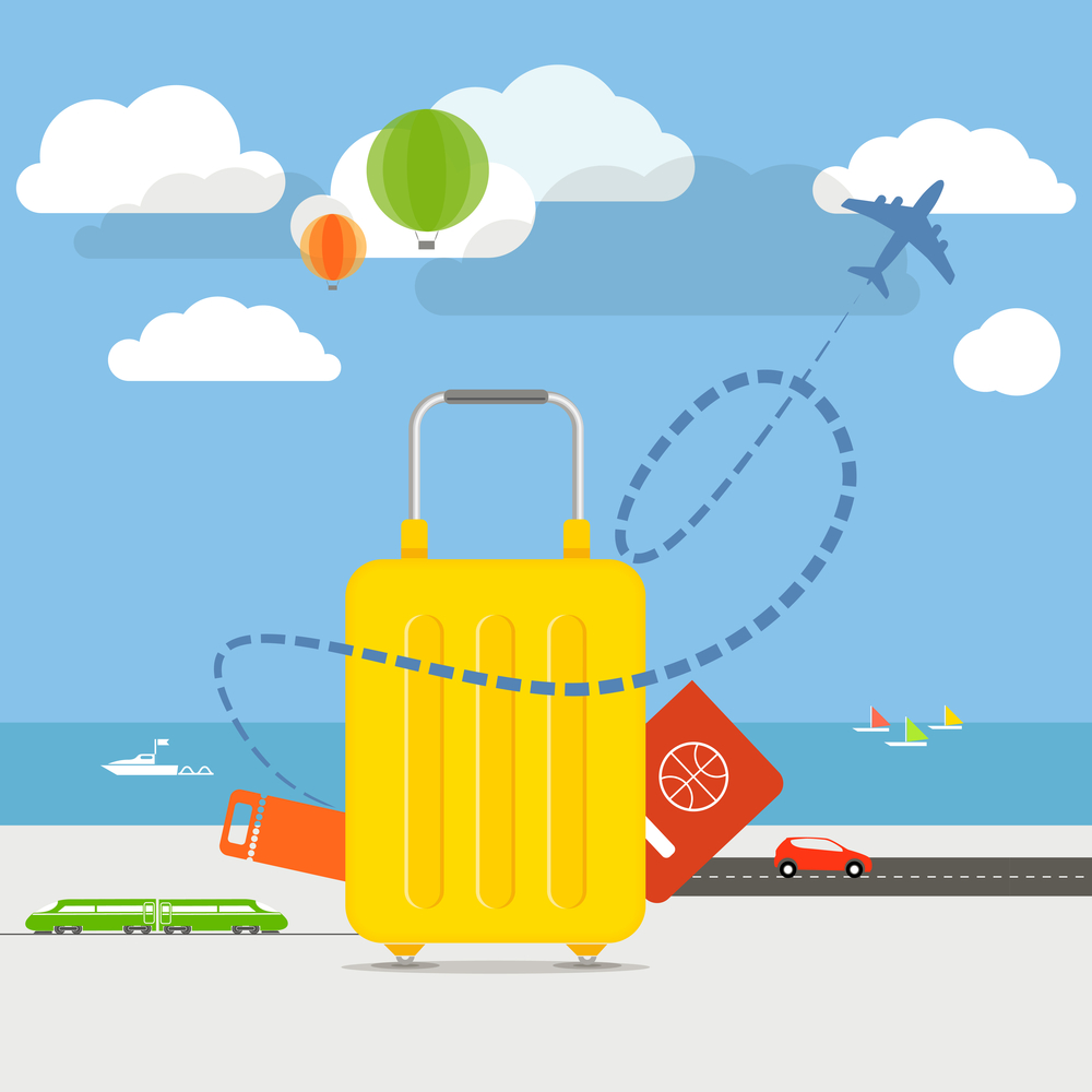 Vacation travelling concept. Flat design illustration